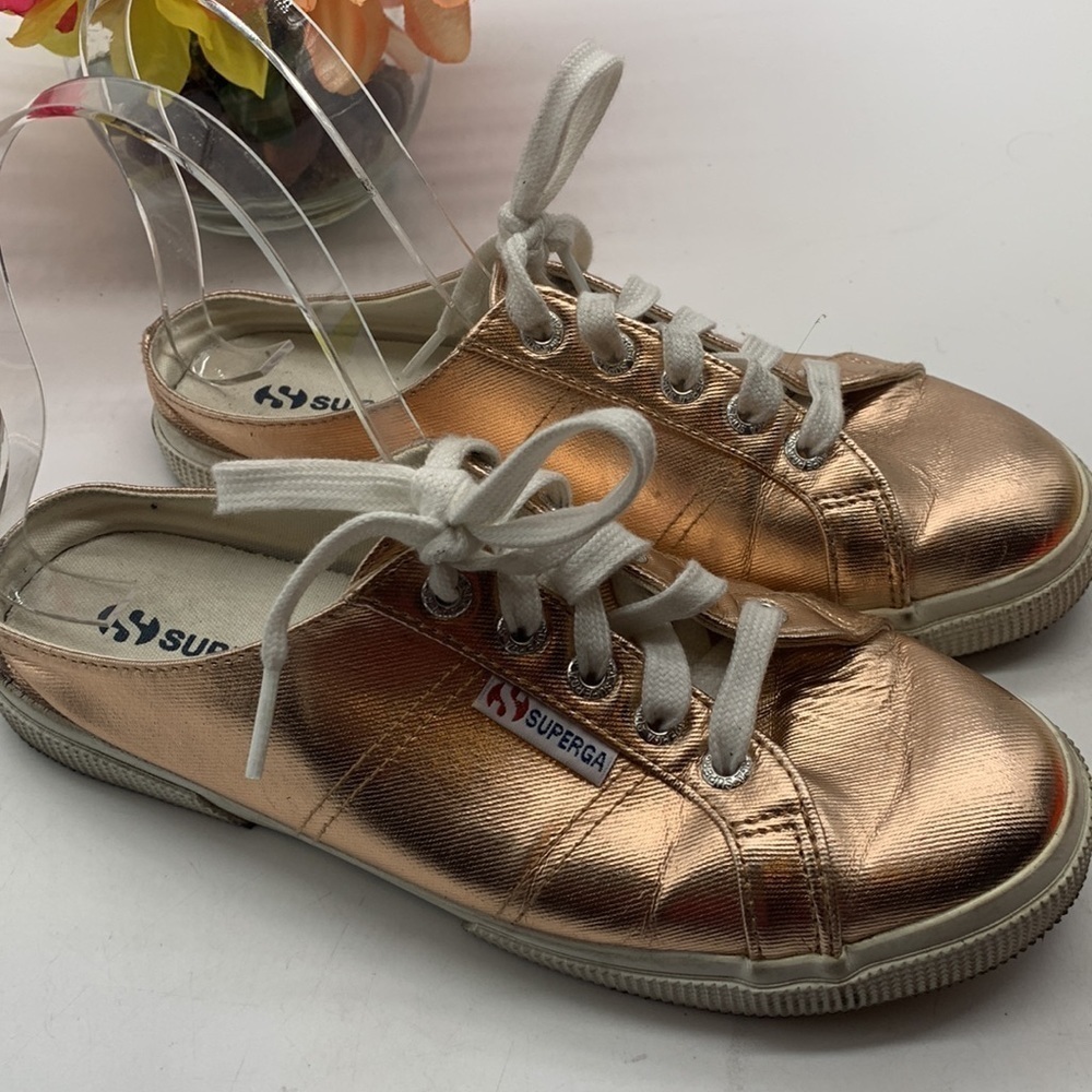 Superga Rose Gold Mule Slip On Sneakers Sz 38. SNK0320D - Picture 2 of 8
